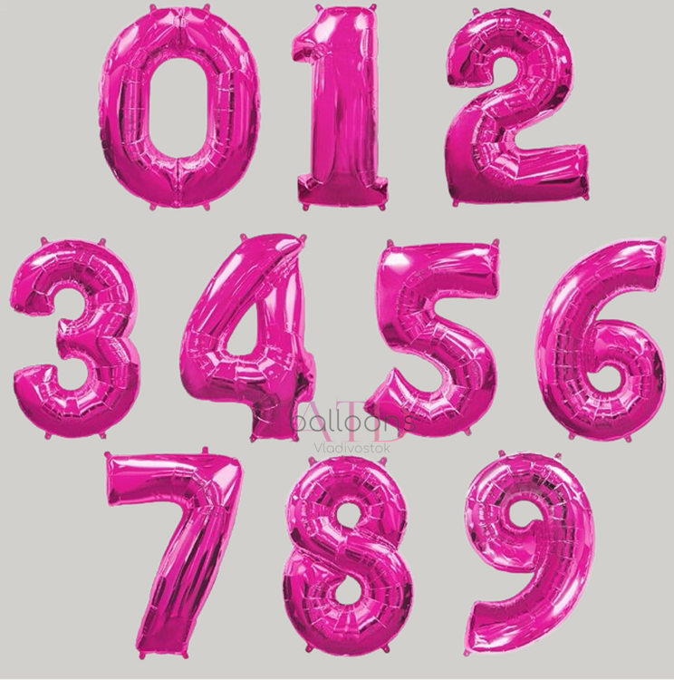 Шар цифра из фольги «Ярко розовая, фуксия», 100 см