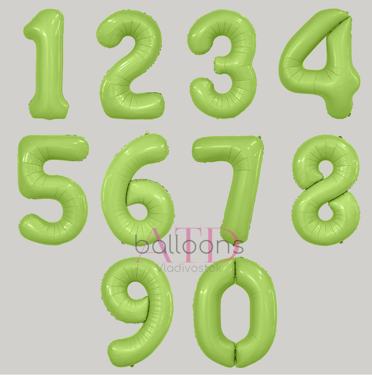 Шар цифра из фольги «зеленая фисташковая», 100 см
